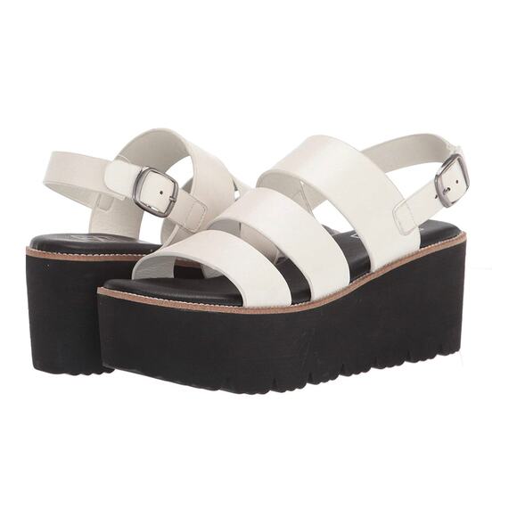Dirty laundry Pendulum Platform Sandals white stripe Sz 8.5 - Picture 1 of 4